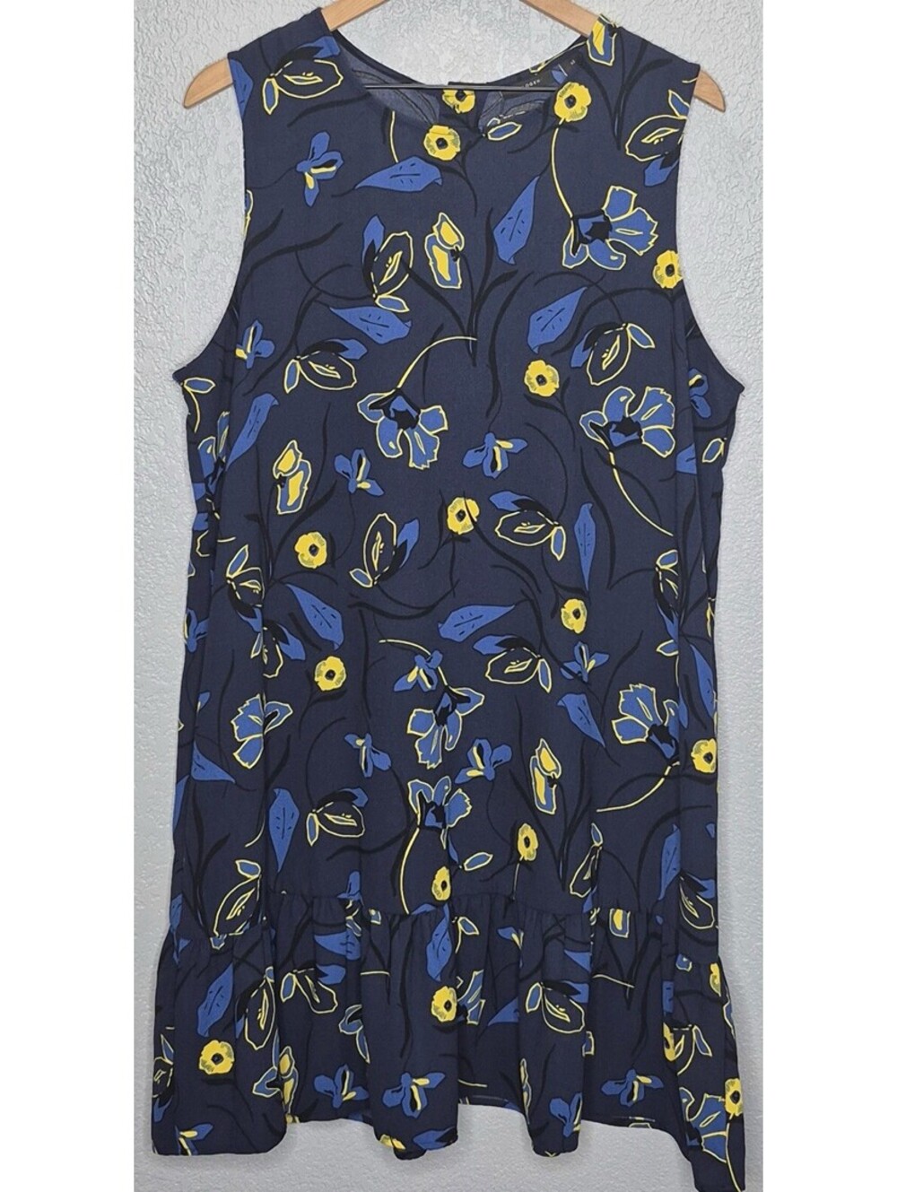 Halogen Women Blue Sleeveless Casual Ruffle Button detail Dress Size XL